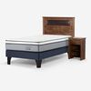 Cama Europea Rosen 1,5 Plazas Indie + Respaldo + Velador Ferrara