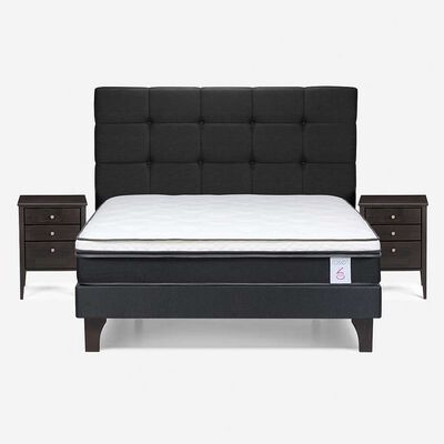 Imagen 1 del producto Cama Europea Rosen 2 Plazas New Style + Respaldo + 2 Veladores Issey