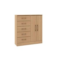 Cómoda Exit 5 Cajones 2 Puertas Roble Dakar Champagne