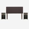 Cama Europea Rosen 2 Plazas New Style 4 + Respaldo + 2 Veladores Caf&eacute;