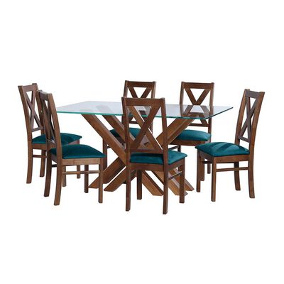 Juego de Comedor Latam Home Merida 6 Sillas Azul Petróleo