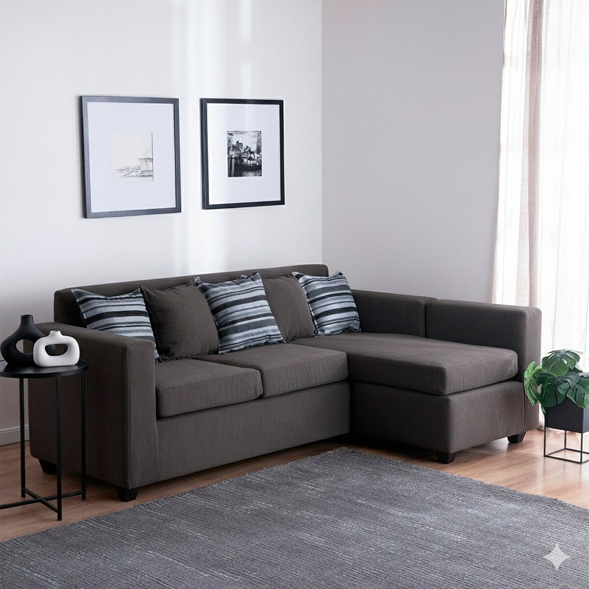 Seccional Muebles MPR Jazmin 3-1 Velvet Gris Oscuro