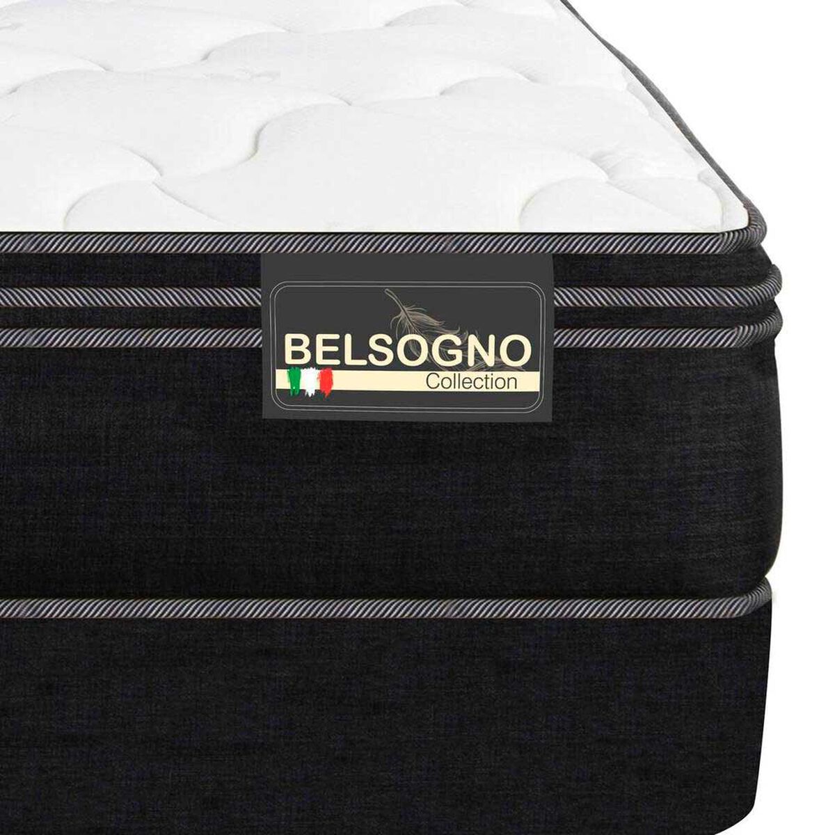Cama Europea Belsogno Base Dividida 2 Plazas Premium + Respaldo Black