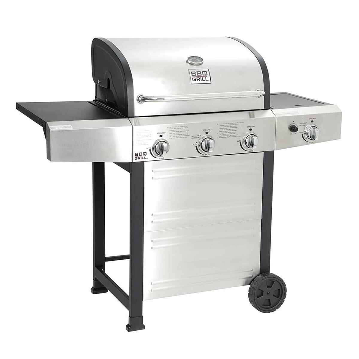 Parrilla a Gas Encendido Electrónico BBQ Grill Michigan Acero Inoxidable 3 Quemadores Centrales + 1 Lateral