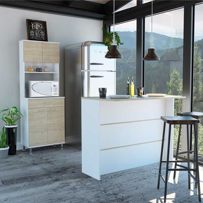 Combo Mueble Microondas + Barra de Cocina TuHome Kitchen Blanco