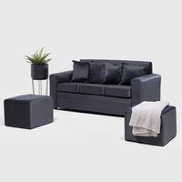 Juego de Living Almore Paris 3 Cuerpos + Dos Pouf 1 Cuerpo Negro