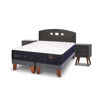 Imagen 2 del producto Cama Europea CIC Base Dividida 2 Plazas Premium + Respaldo + 2 Veladores Gales