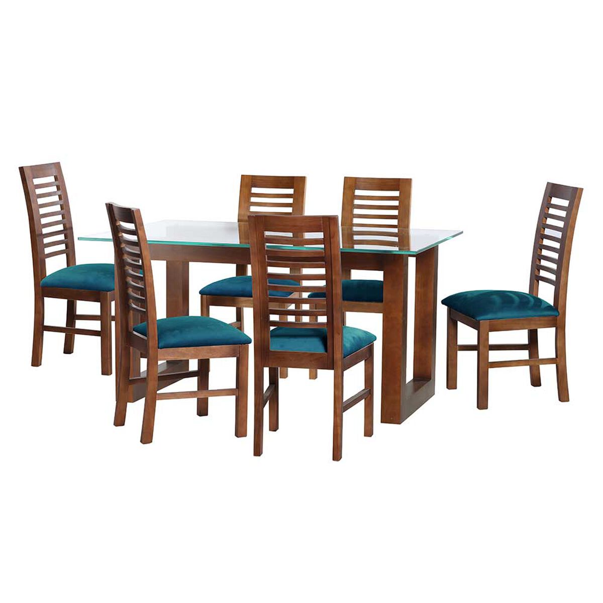 Juego de Comedor Latam Home Pamplona Girona 6 Sillas Cuero Gris