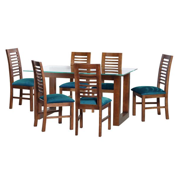 Juego de Comedor Latam Home Pamplona Girona 6 Sillas Cuero Gris