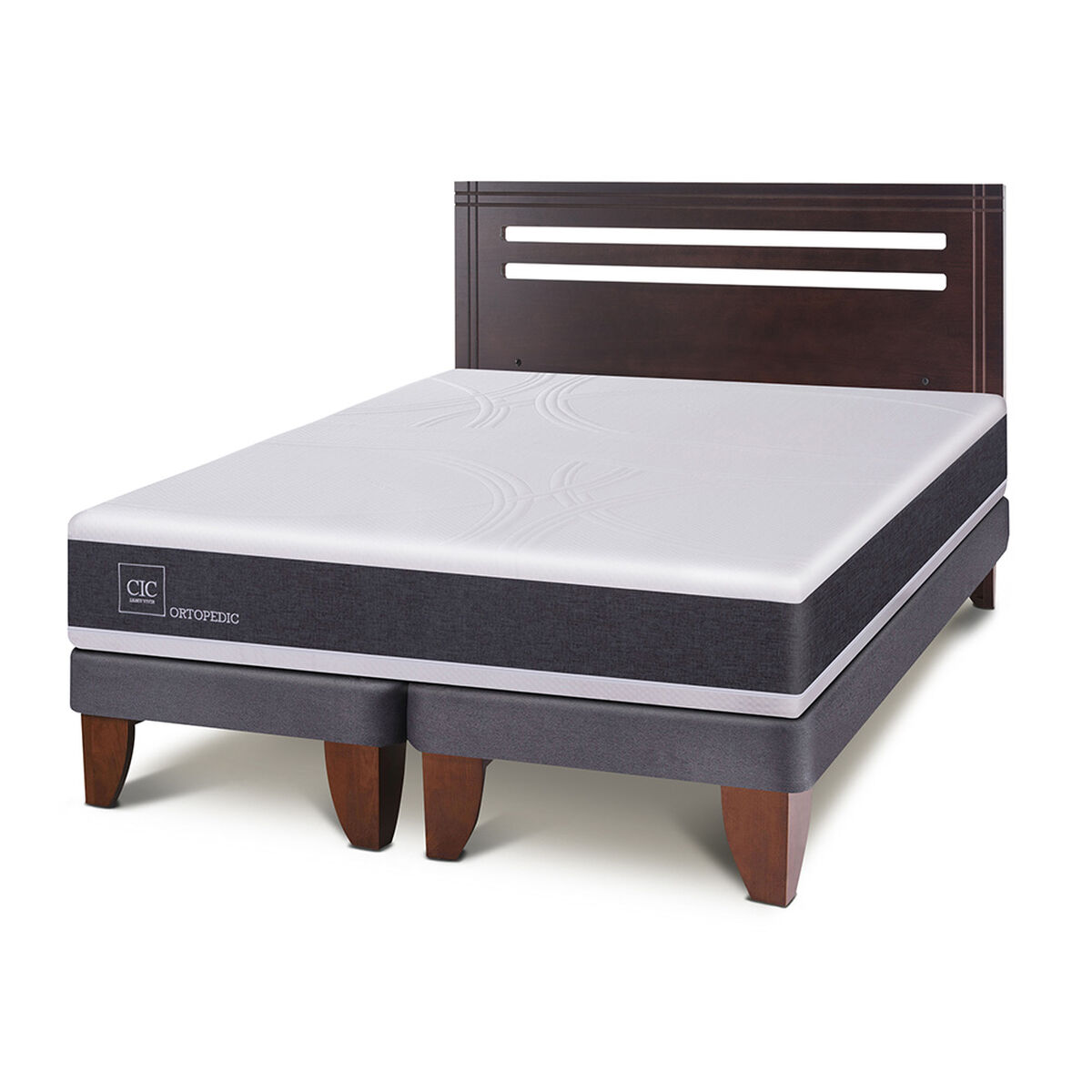 Cama Europea CIC Base Dividida 2 Plazas New Ortopedic + Respaldo