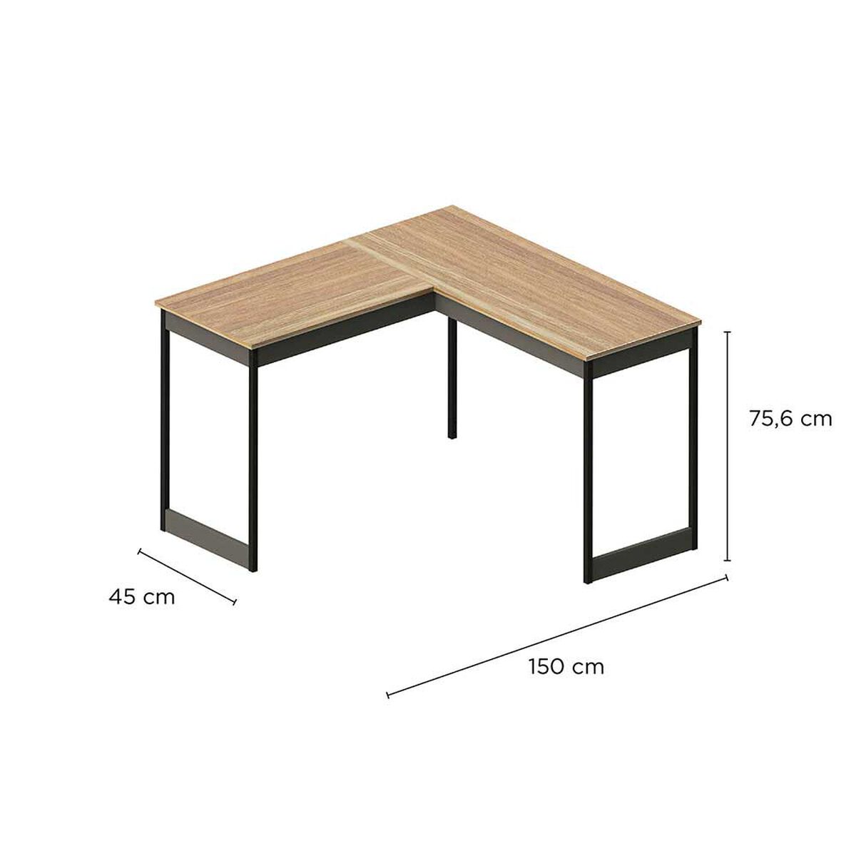 Escritorio Esquinero Vekkahome Met&aacute;lico Caf&eacute; 150X150