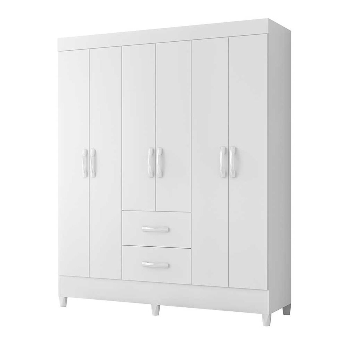 Combo Cl&oacute;set 6 Puertas 2 Cajones + C&oacute;moda 4 Cajones Vekkahome Mobi Blanco