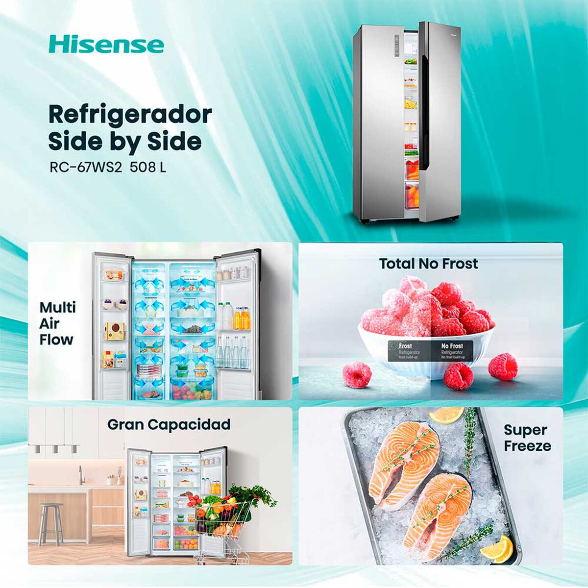 Refrigerador Side by Side Hisense RC-67WS2 509 lts.