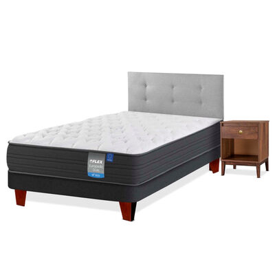 Imagen 2 del producto Cama Europea Europedic Dual 1,5 Plazas + Respaldo Royal Gris + Velador Atenas