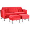 Juego de Living Bodevir New Retro Felpa 12 Sof&aacute; 3 Cuerpos + Dos Pouf 1 Cuerpo Rojo