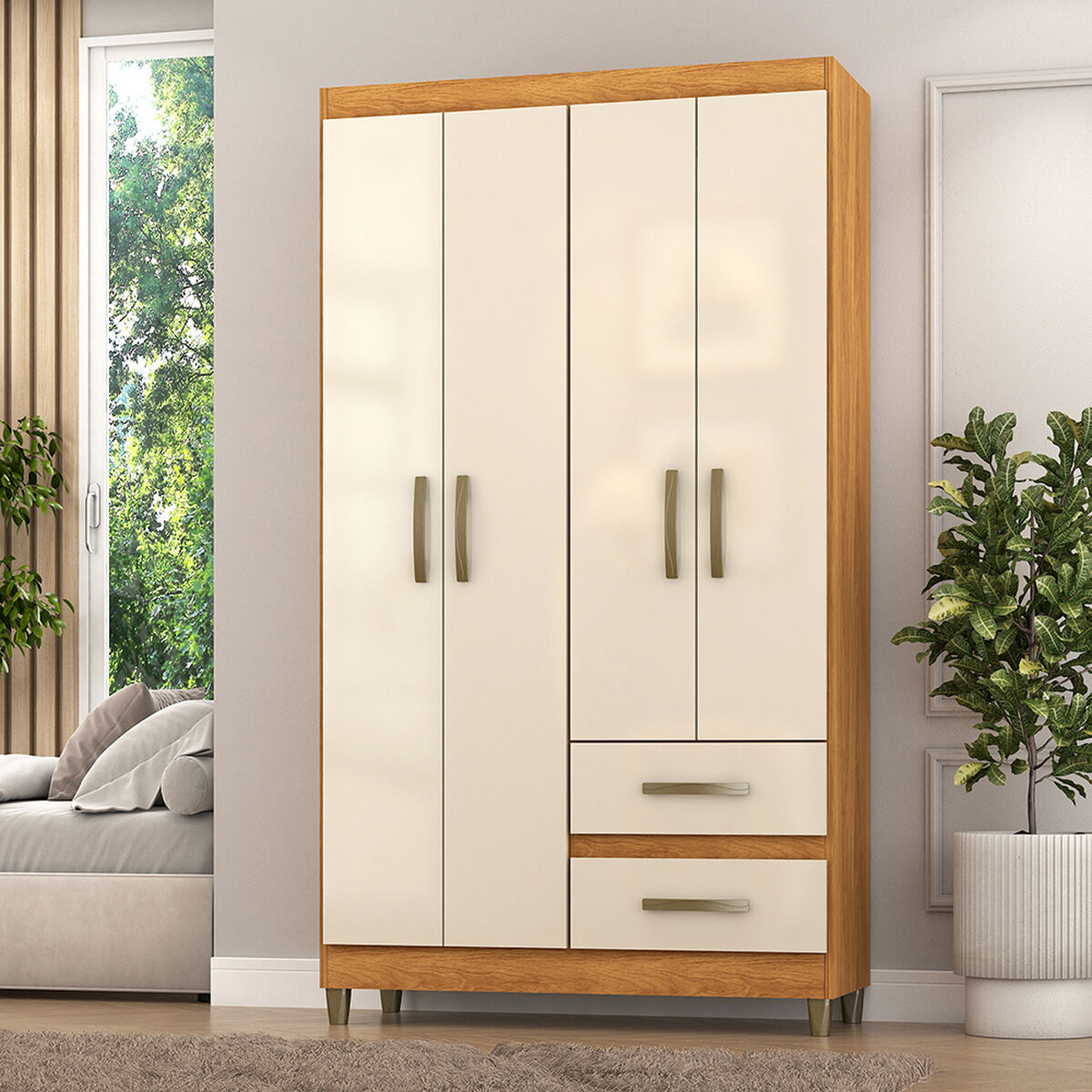 Clóset Vekkahome Lisboa 4 Puertas 2 Cajones Blanco