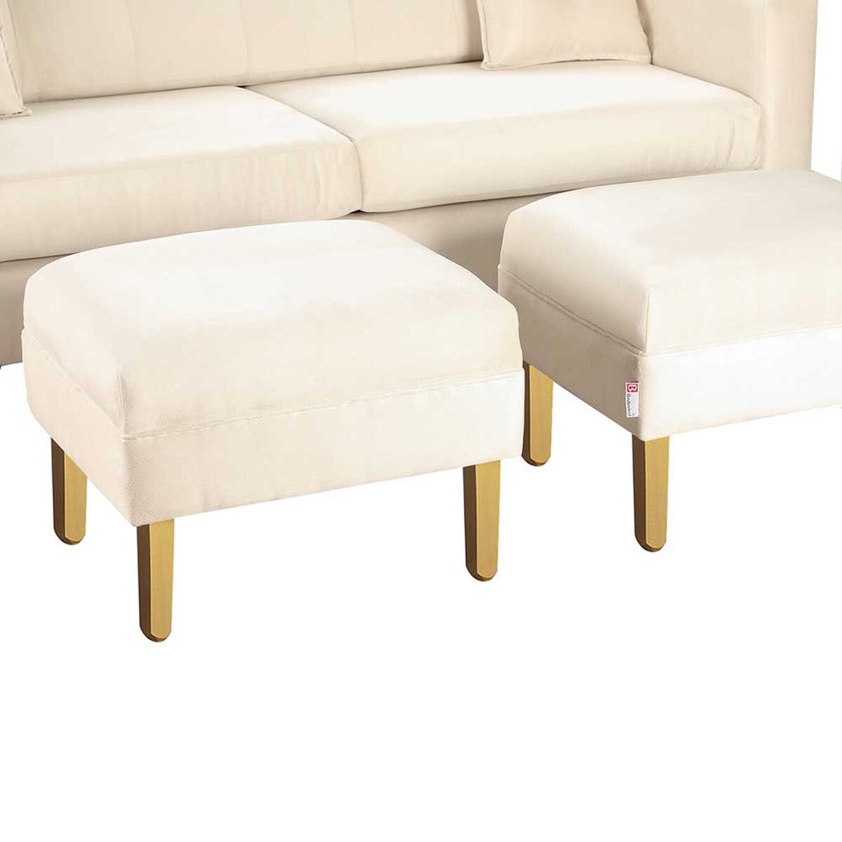 Juego de Living Bodevir New Retro Felpa 01 Sof&aacute; 3 Cuerpos + Dos Pouf 1 Cuerpo Crudo&nbsp;