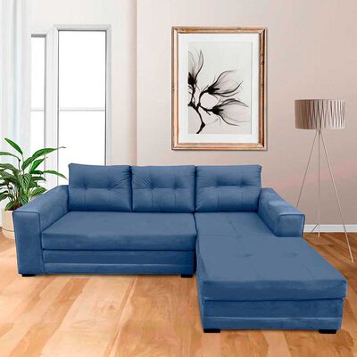 Sofá Seccional Derecho Living Factory Roma 3 Cuerpos Azul Piedra