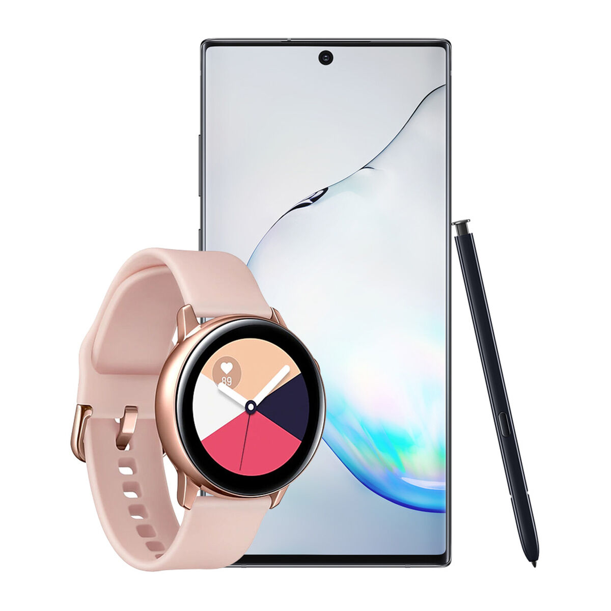 Celular Samsung Galaxy Note 10+ 256GB Aura Black + Smartwatch Galaxy Watch R500 Active Rosa