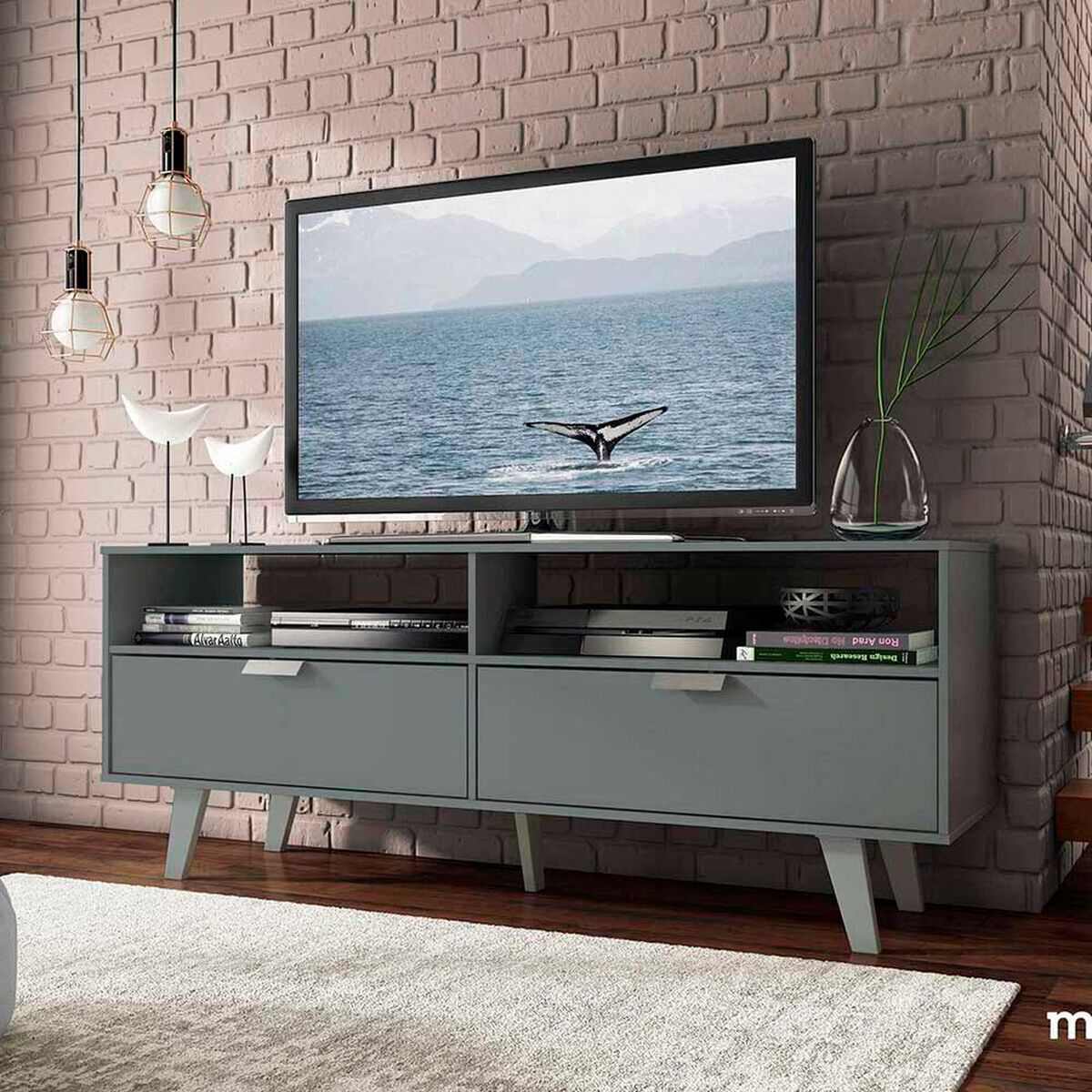 Rack TV Vekkahome Oslo Hasta 55" Gris