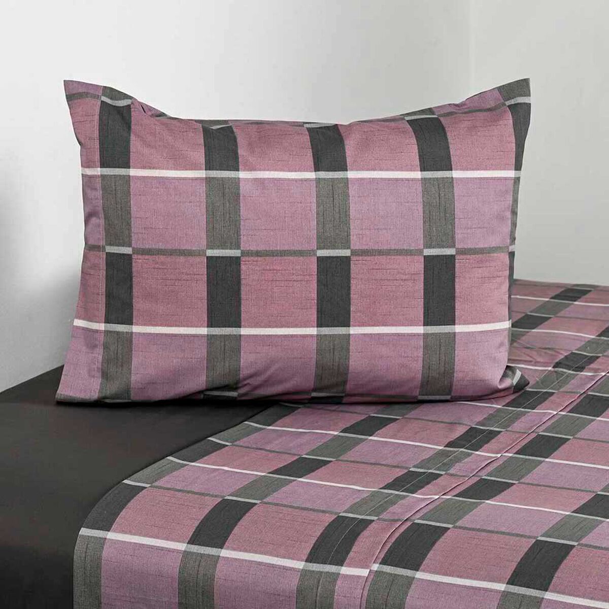 Juego de S&aacute;banas Cannon 200 Hilos 1,5 Plazas Check Rosa