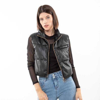 Parka Puffa Ecocuero Sin Mangas Mujer Fiorucci