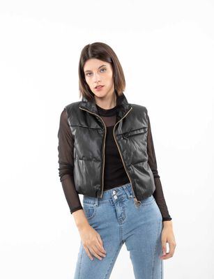 Imagen 1 del producto Parka Puffa Ecocuero Sin Mangas Mujer Fiorucci Negro