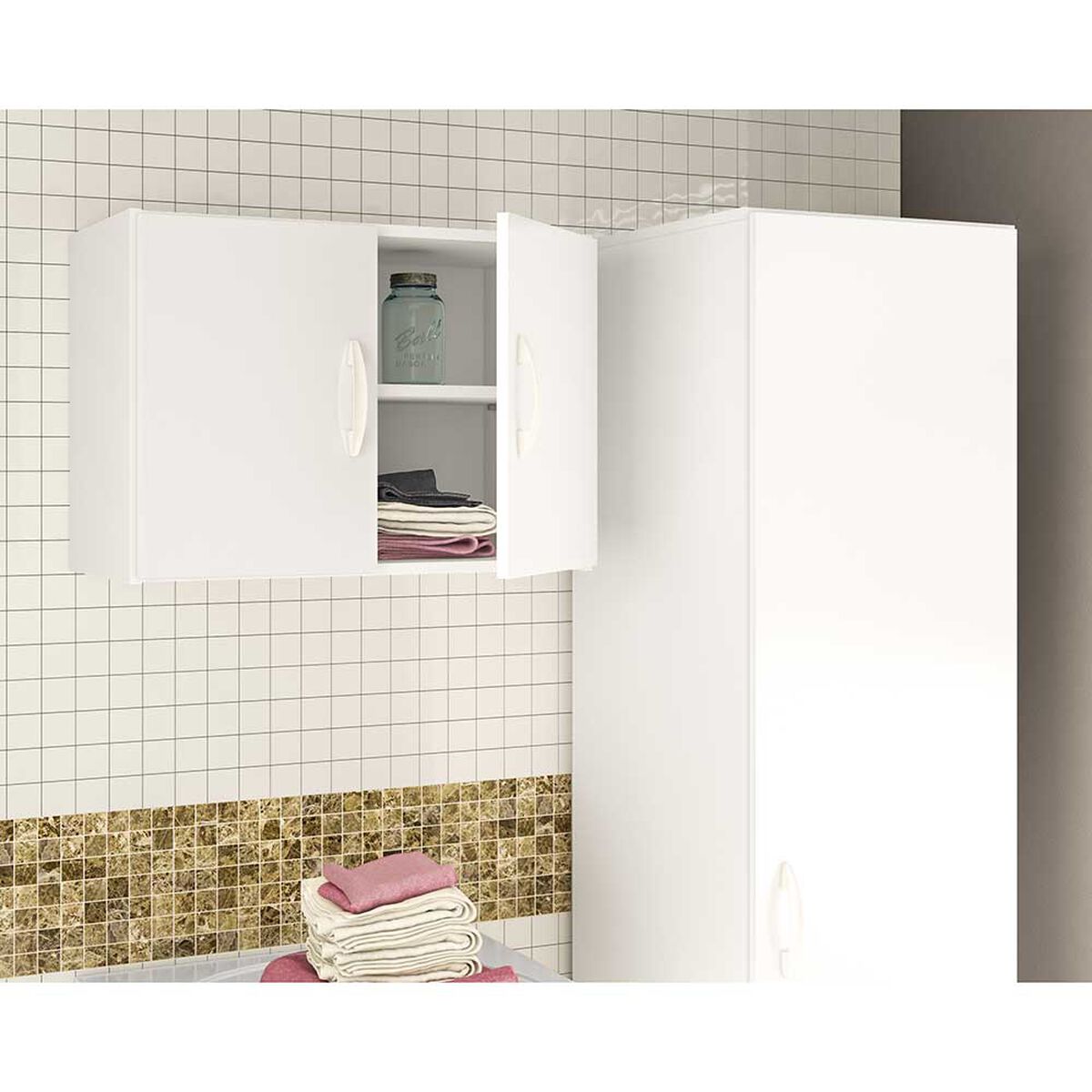 Mueble de Cocina Aereo Vekkahome New 2 Puertas Blanco
