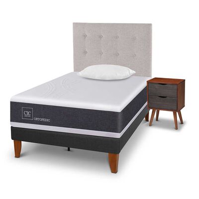 Imagen 2 del producto Cama Europea CIC 1,5 Plazas New Ortopedic + Respaldo Tigris + Velador + Almohada Viscoelástica