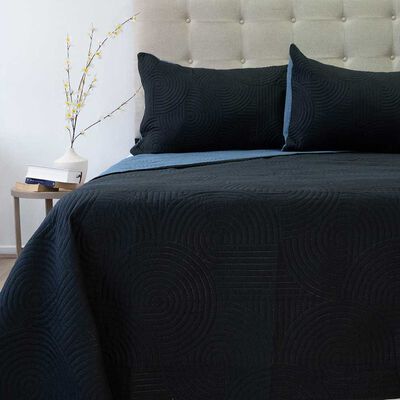 Quilt Doral 2 Plazas Negro Azul Origins