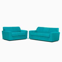 Juego de Living Cabsur Milan Sofá 3 Cuerpos + Sofá 2 Cuerpos Chenille Turquesa