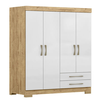 Closet Di Poretti Escocia 4 Puertas 2 Cajones Café y Blanco