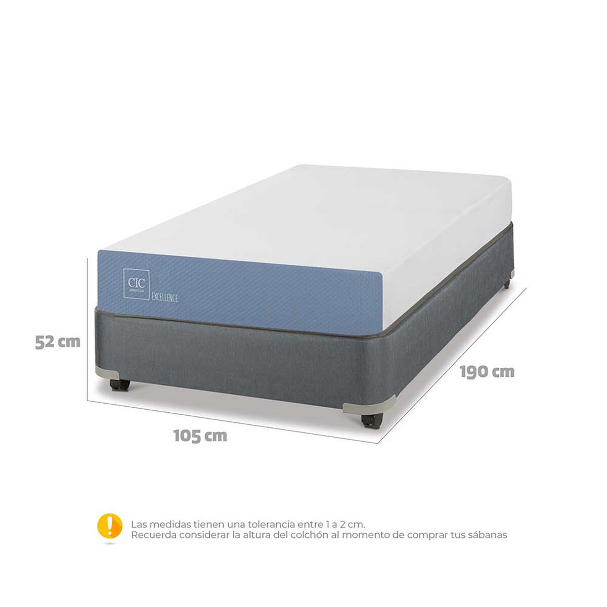 Cama Americana CIC 1,5 Plazas Excellence + Plumón
