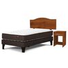 Combo Cama Europea Rosen 1,5 Plazas Ergo T + Respaldo + Velador Casanova 1,5 Plazas Provenza Cerezo