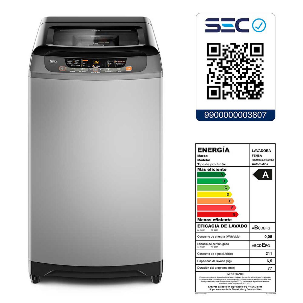 Lavadora Automática Mademsa 20 SZG 20 kg.