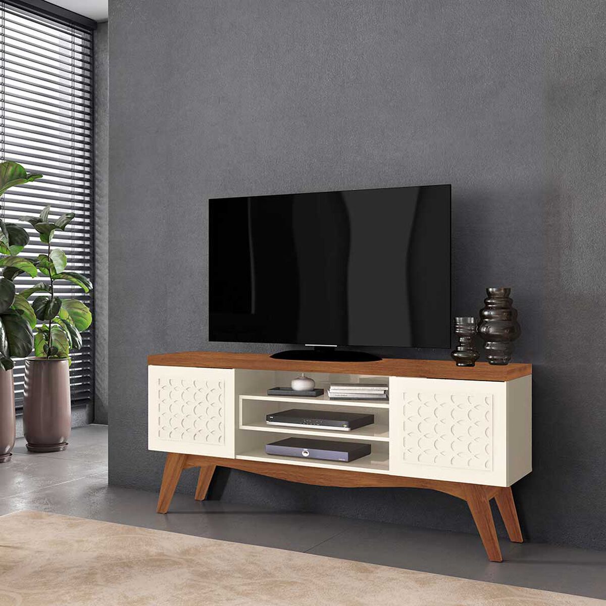 Rack TV Exit Lis Hasta 65" Beige Matte