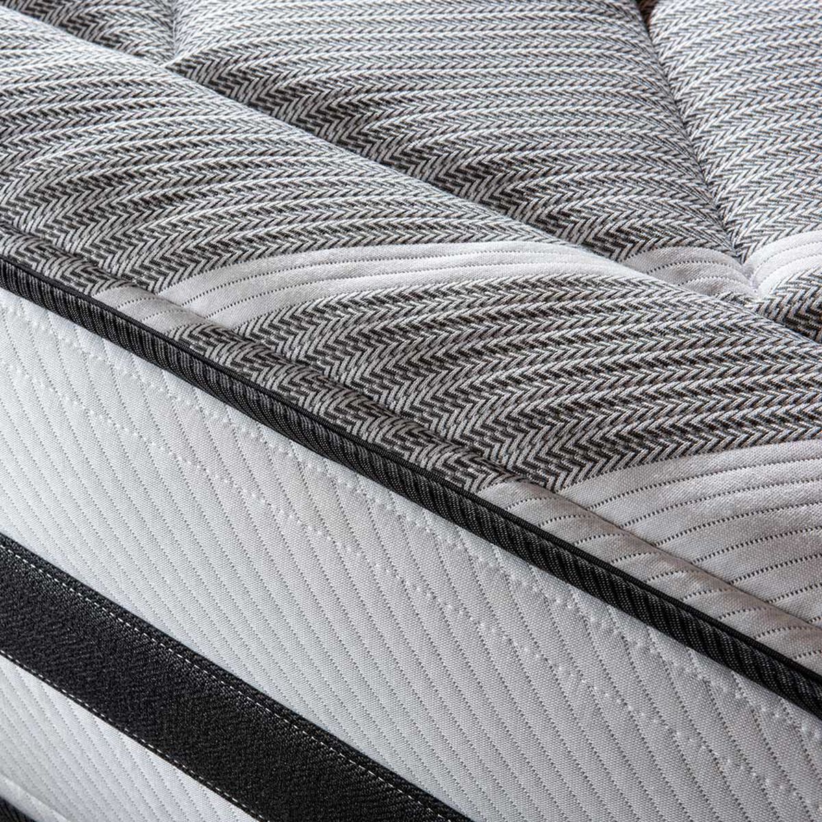 Cama Europea Rosen Base Dividida Súper King Driven + Respaldo + 2 Veladores Issey Grafito