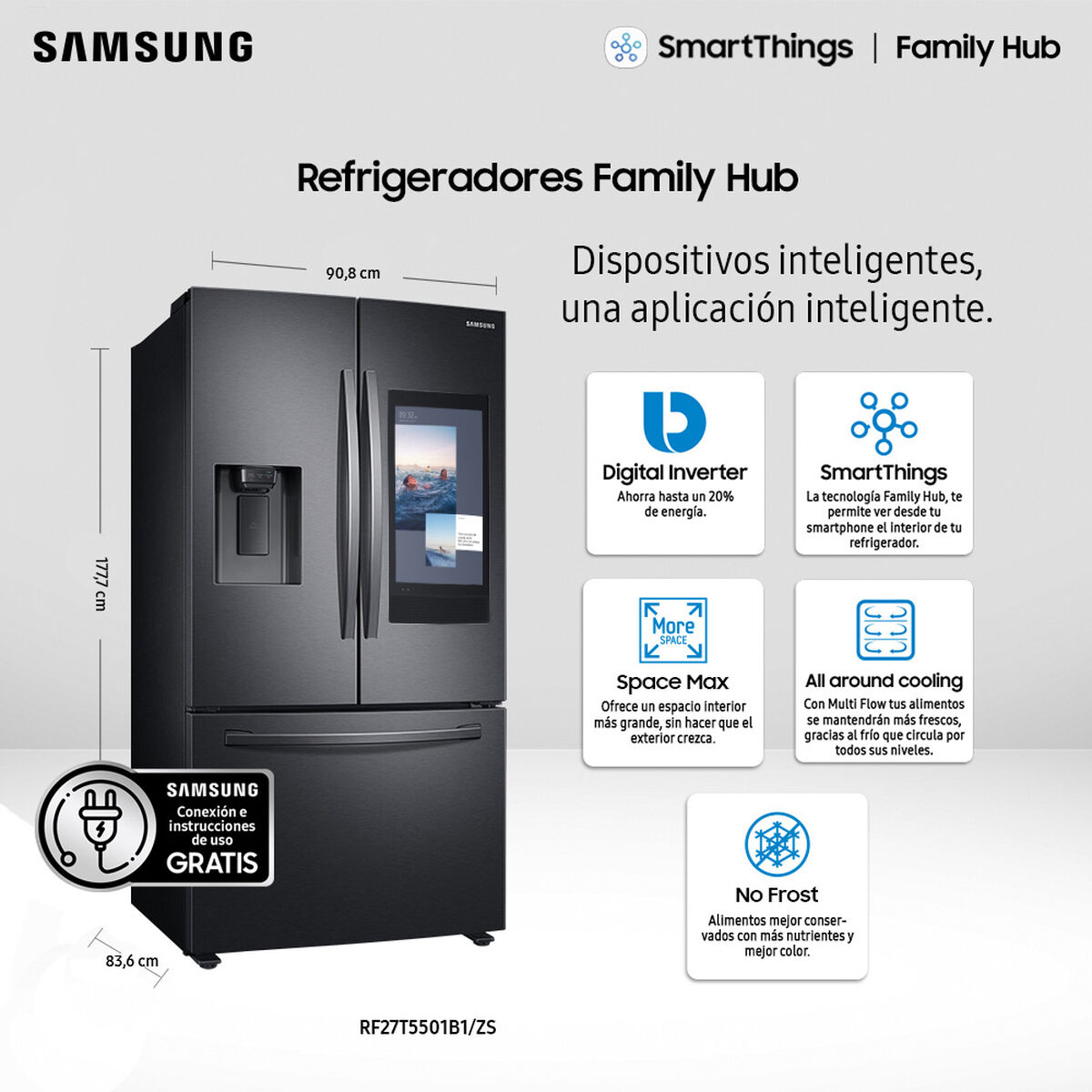 Refrigerador Family Hub Samsung RF27T5501B1/ZS 614 lts.