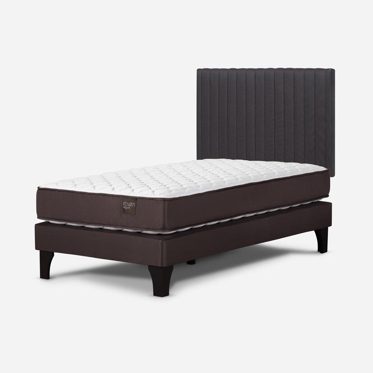 Cama Europea Rosen 1,5 Plazas Ergo T + Respaldo Grafito