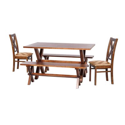 Imagen 1 del producto Juego de Comedor Latam Home Sevilla Segovia 2 Sillas + 2 Bancas Cuero Kentucky Beige