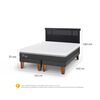 Cama Europea CIC Base Dividida 2 Plazas Ortopedic Advance + Respaldo Dublin Negro