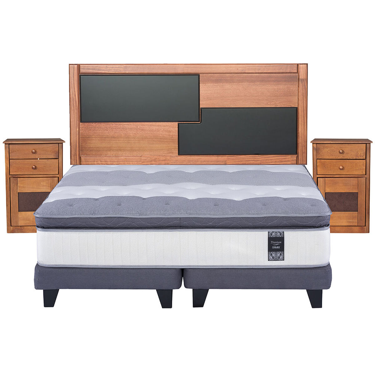 Cama Europea 2 Plazas Titanium New + Set Colonia