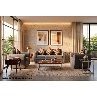 Juego de Living Almore Alemania Sof&aacute; 3 Cuerpos + Dos Sillones 1 Cuerpo Gris