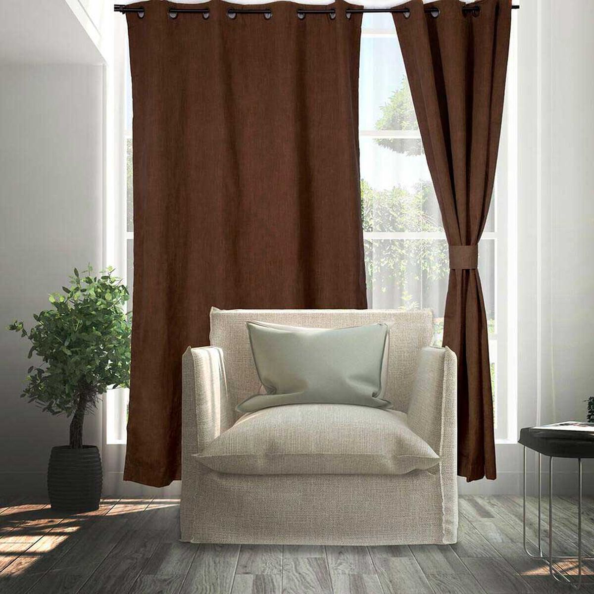 Set Cortinas Doral Amazon City  220 x 140 cm Caf&eacute;