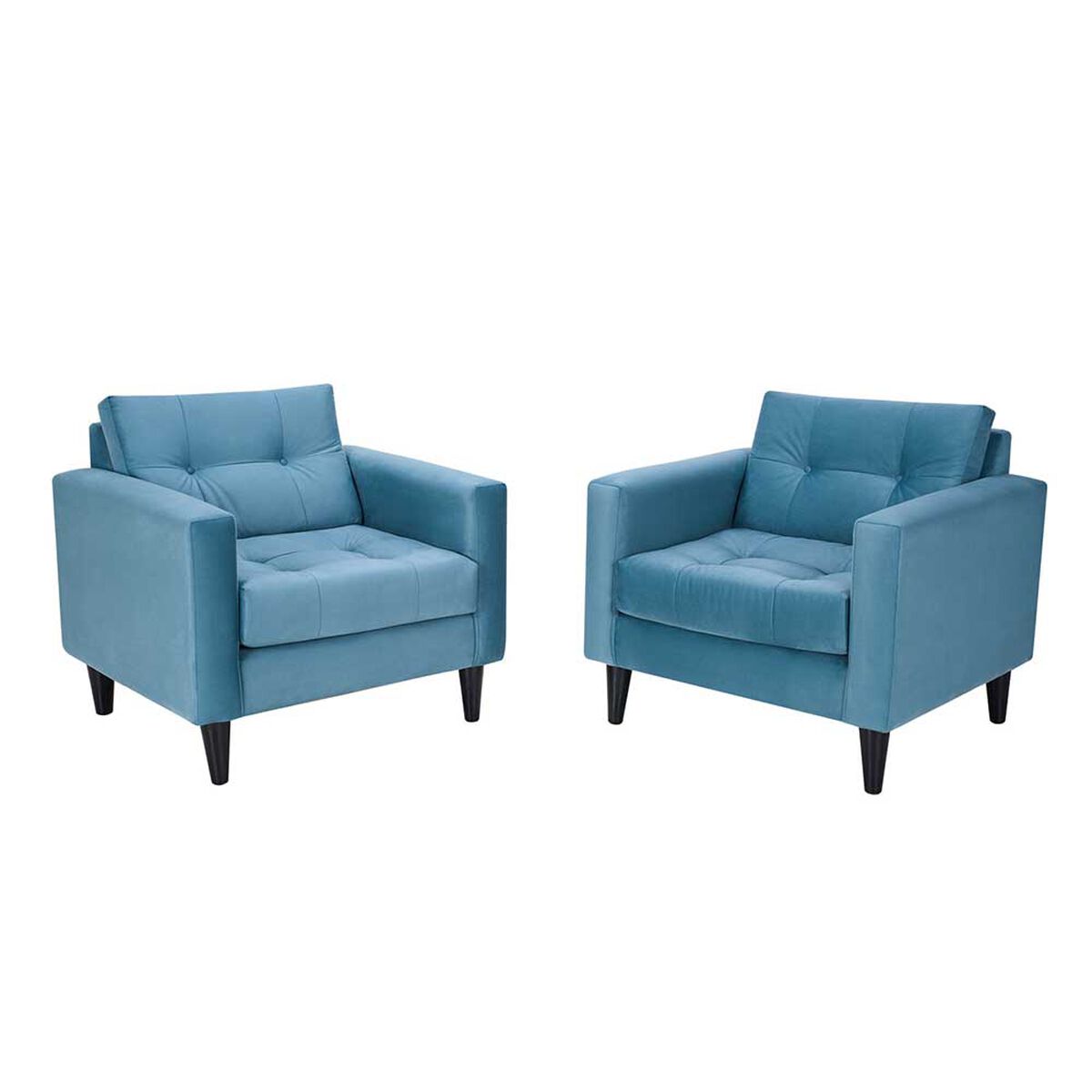 Set 2 Sillones Bodevir Retro Felpa 1 Cuerpo Azul Petróleo