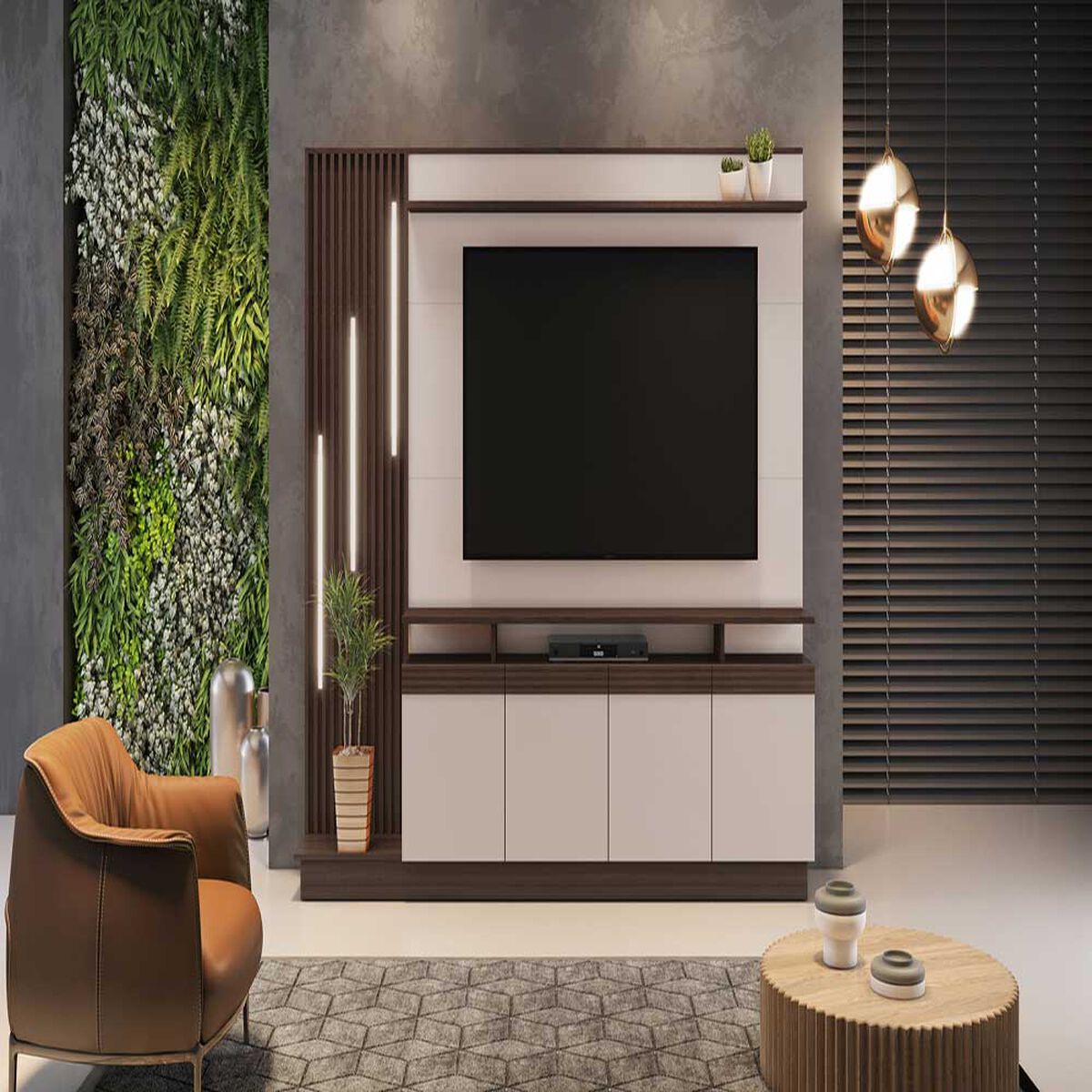 Centro Entretenimiento Almore Budapest Hasta 70" Café y Off White