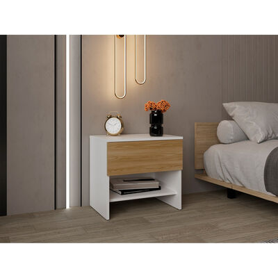 TUHOME Velador Tuhome Dassel 1 Cajón Blanco Fresno