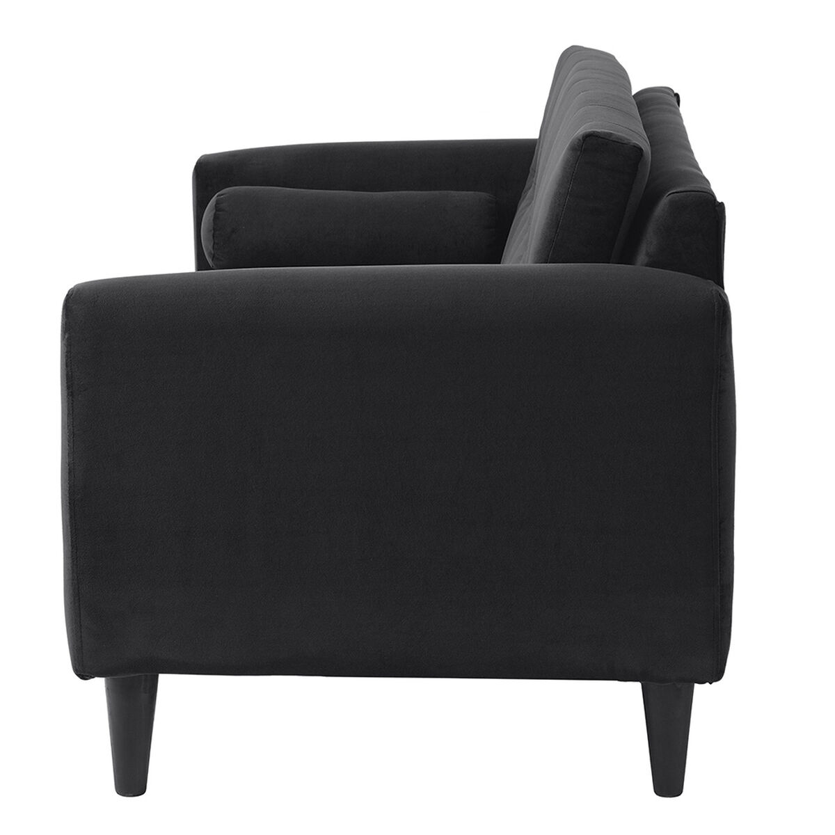 Sofá Felpa Bodevir Retro 3 Cuerpos Negro