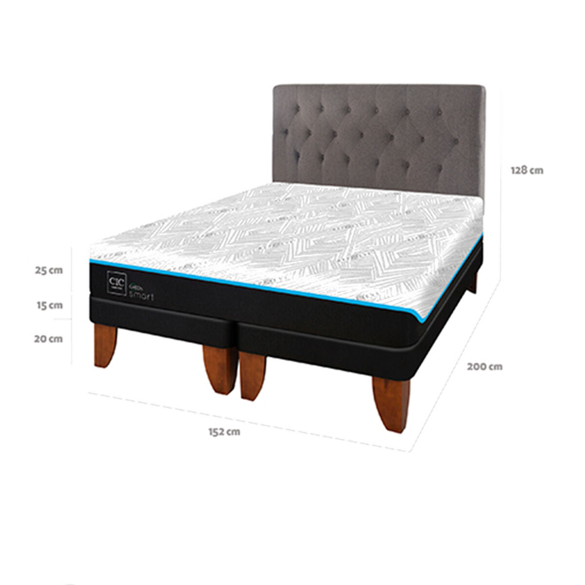 Cama Europea CIC Green Infinity 2 Plazas + 1 Respaldo Kavery