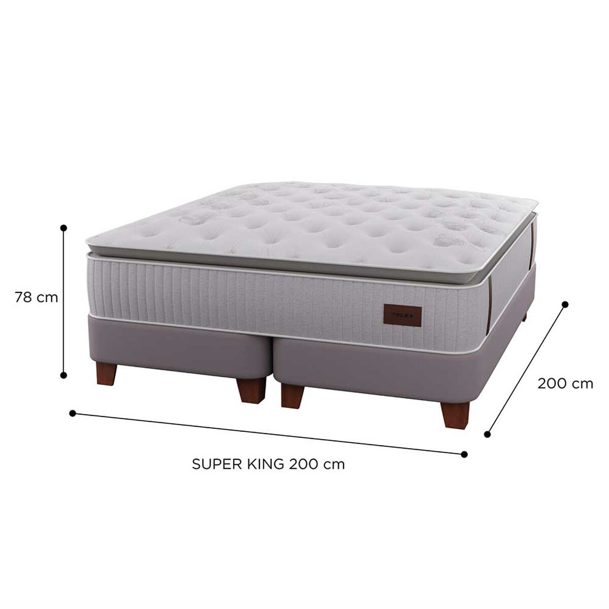 Cama Europea Flex S&uacute;per King Heritage + Respaldo Tachas + Veladores Roma